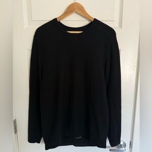 Lululemon Sweater Mens Large Black Alpine Air Merino Wool Crewneck Knit Pullover